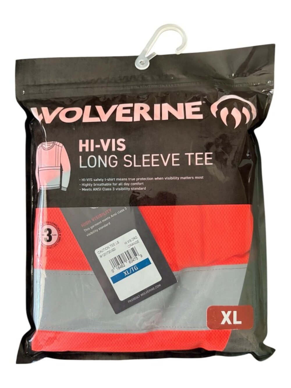 Wolverine Hi-Vis Long Sleeve Tee T-Shirt XL Orange ANSI Class 3 Caution Tee NIP